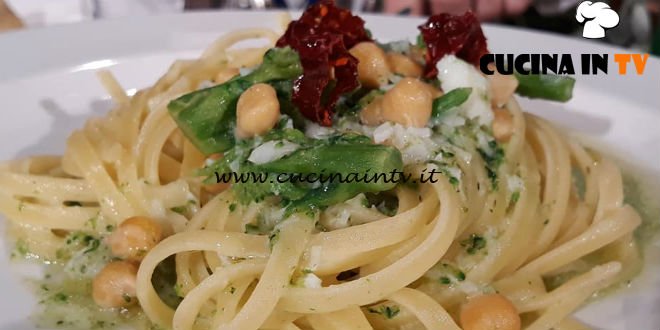 Geo - ricetta Linguine con ceci baccalà cime di rapa e peperoni cruschi di Peppe Zullo